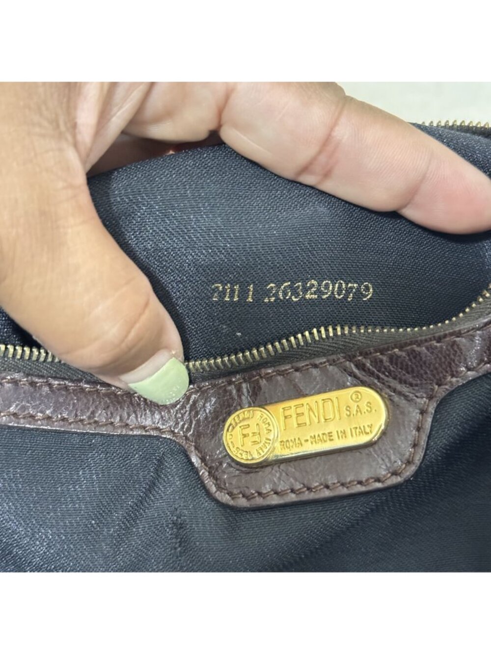 Vintage Fendi Brown Suede Leather Top Handle Tote Bag Gold FF Hardware Italy - Picture 6 of 15